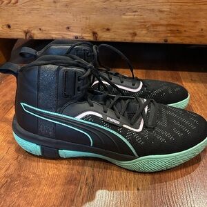 Puma Mens Legacy Dark Mode Basketball Sneakers Shoes Black Green Size 13